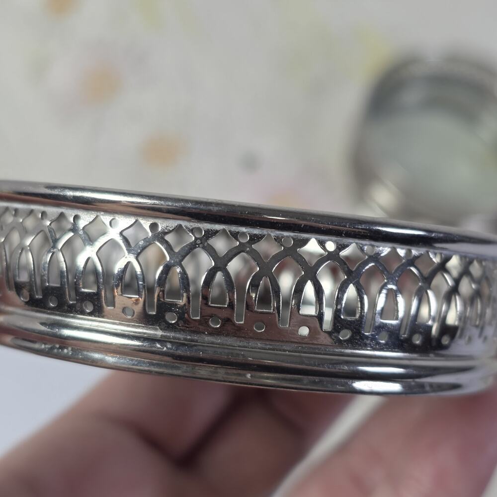 Vintage Manning Bowman MCM Glass Coasters Set of 5 Silverplate Starburst USA - Picture 7 of 10
